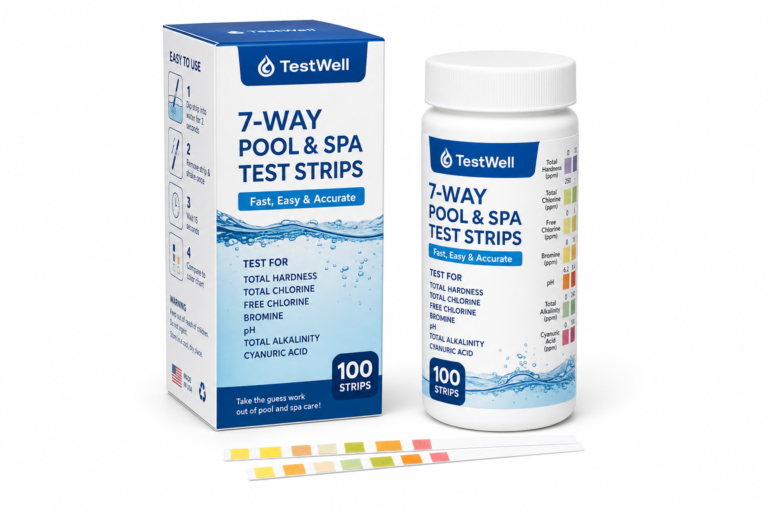 BevGuard Pool Water Quality Test Strip Kit – 7-Parameter, 100-Count