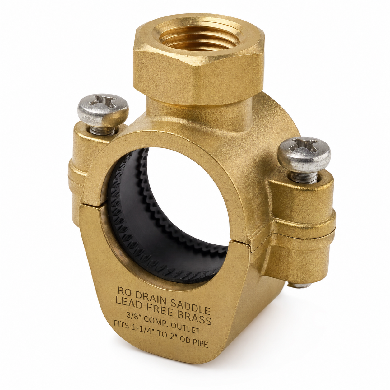 AquaMor RO Drain Saddle Clamp – Lead-Free Brass, Universal Fit